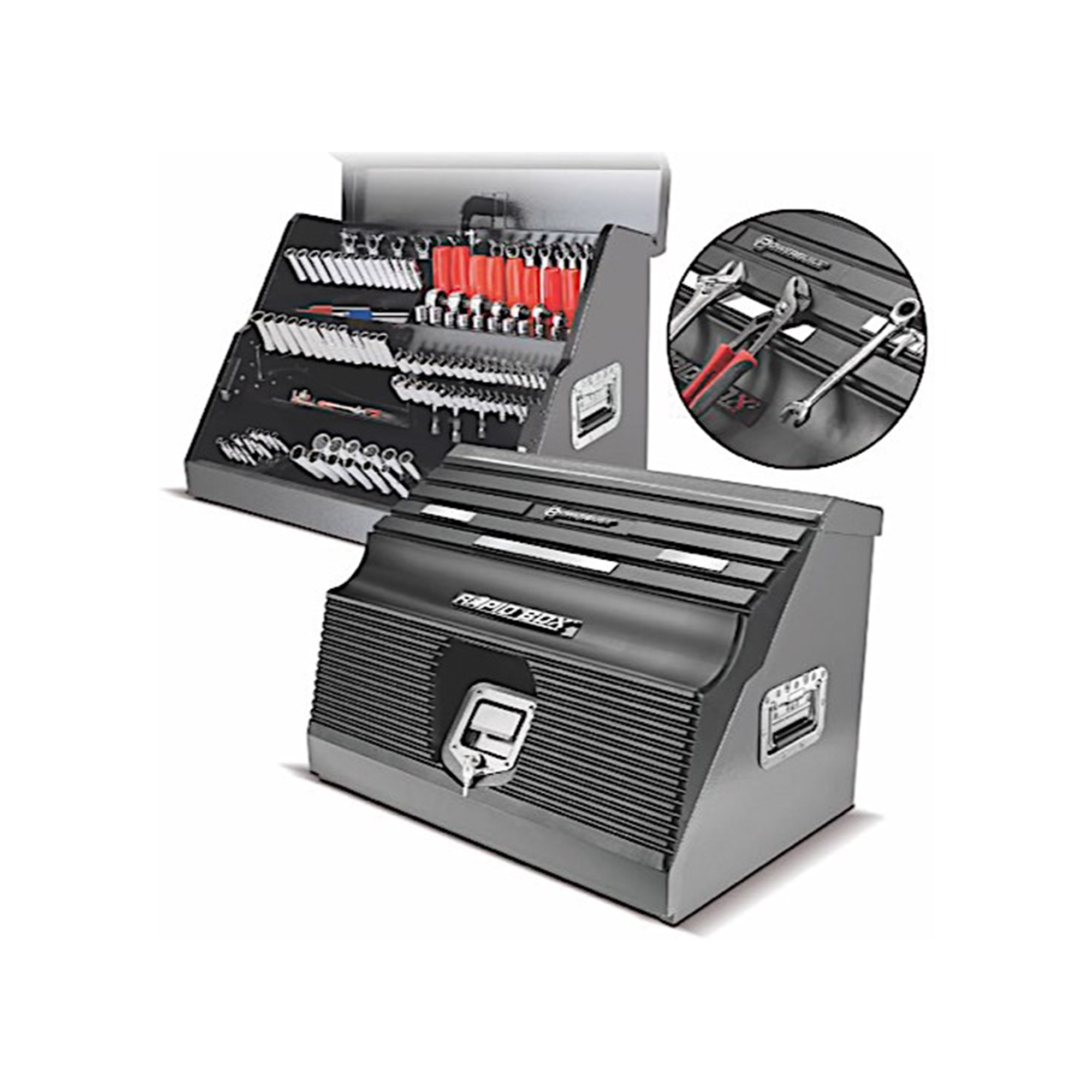 Powerbuilt Rapid Toolbox — 26in., Magnetized Cover, Portable, 250-Lb. Capacity, Grey, Model# PBT240102